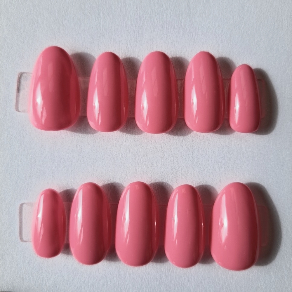 Perfect Pink Set Hand Painted Press On Nails Salon Quality Apres Short Round